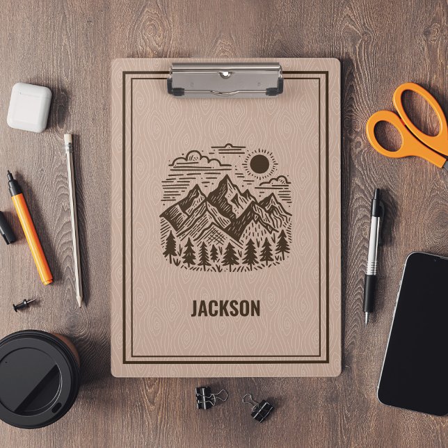 Porte-bloc Rustic Modern Mountain Custom  (Modern Rustic Mountains Custom Clipboard)