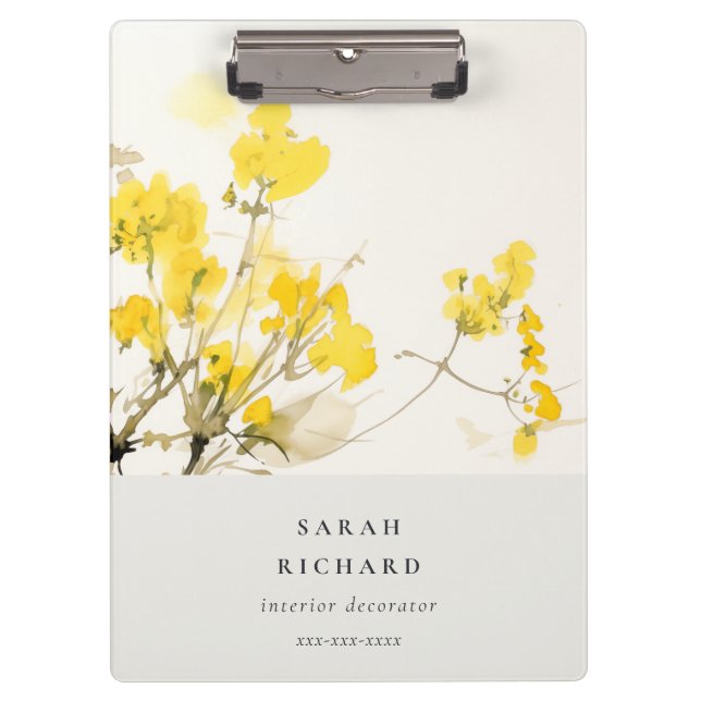 Porte-bloc Rustique Jaune Fleur sauvage Boho Floral Business (Devant)