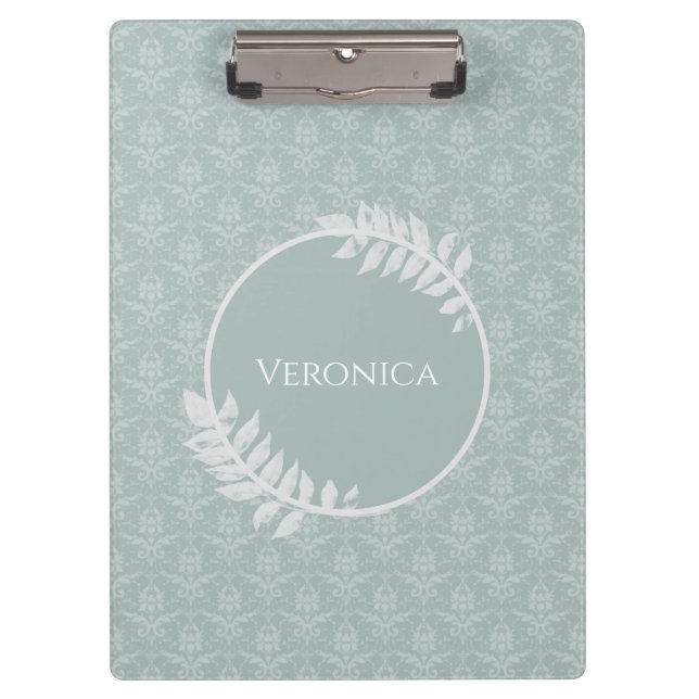 Porte-bloc Sage Green Elegant Damask (Devant)
