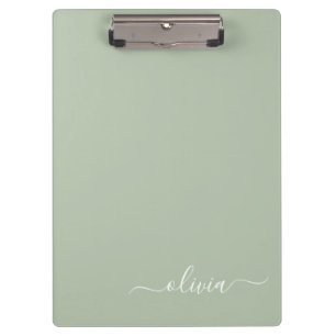 Porte-bloc Sage Green Minimaliste Moderne Monogramme Élégant