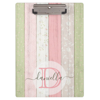 Porte-bloc Sage rustique Vert & Rose Floral Bois Personnalisé