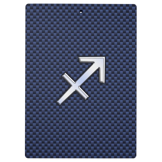 Porte-bloc Sagittarius Zodiac Sign on Blue Carbon Fibre Style (Dos)