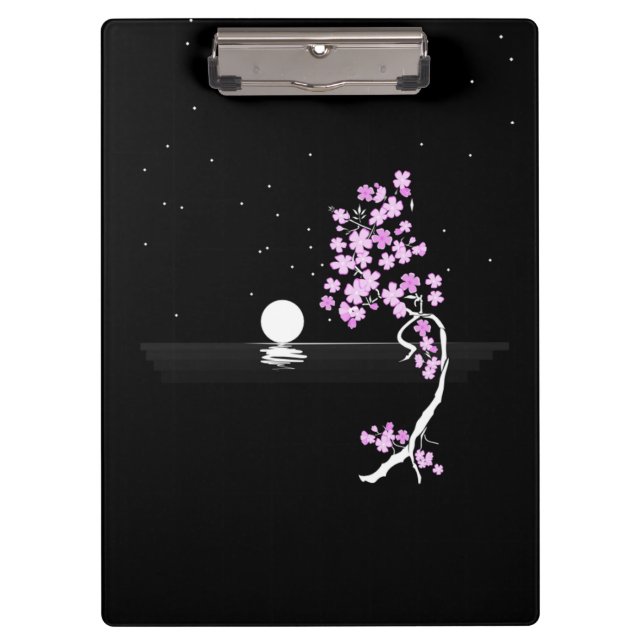 Porte-bloc Sakura fleurit sous une Pleine lune (Devant)
