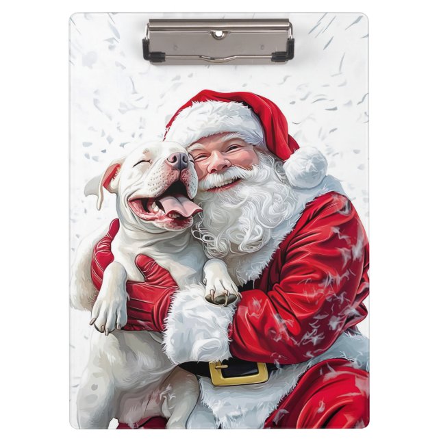 Porte-bloc Santa Claus et Pitbull Chien Chien Chien Chien (Devant)