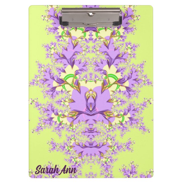 Porte-bloc SARAH ANN ~ Floral mauve, jaune et vert (Devant)