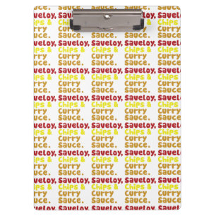 Porte-bloc Saveloy, chips & Curry Sauce.