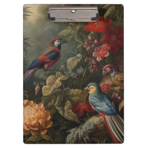 Porte-bloc Scène botanique vintage oiseaux fleurs au paradis