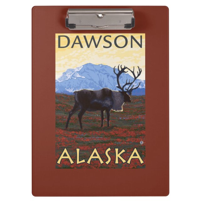 Porte-bloc Scène de caribou - Dawson, Alaska (Devant)