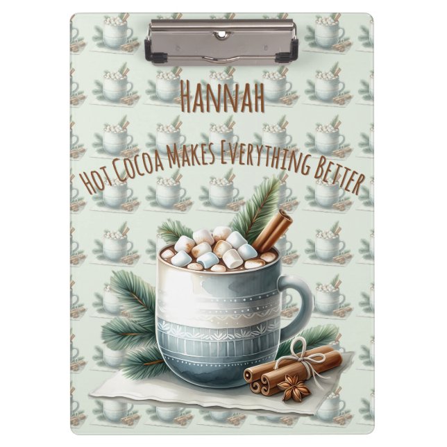 Porte-bloc Scène de mug Marshmallow au cacao d'hiver cosy (Devant)