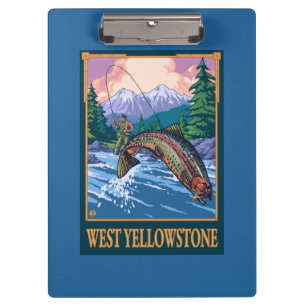Porte-bloc Scène de pêche de mouche - Yellowstone occidenta