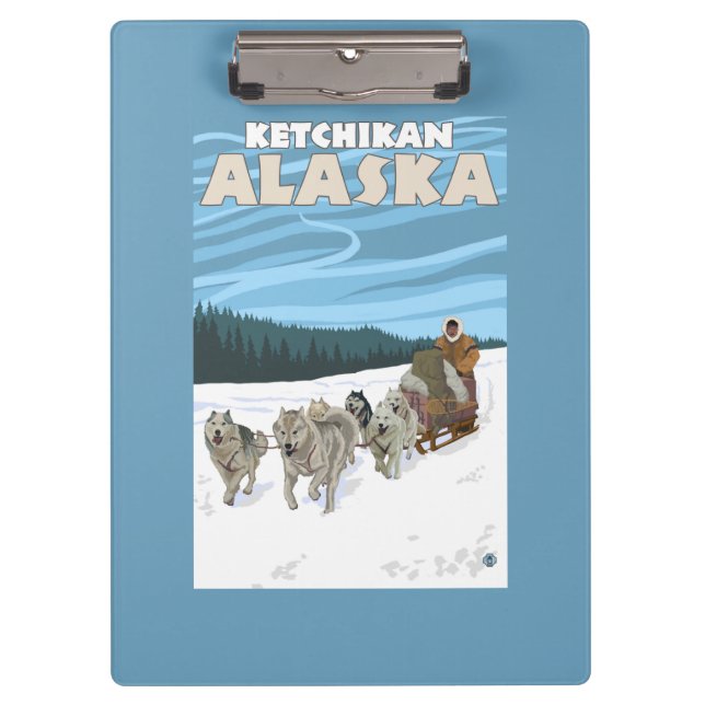 Porte-bloc Scène Sledding de chien - Ketchikan, Alaska (Devant)