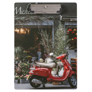 Porte-bloc Scooter moteur rouge vintage      