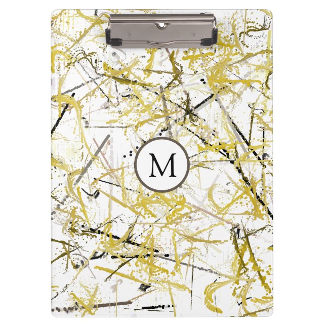 Porte-bloc Scribbles Abstraits - moutarde et Brown (Devant)