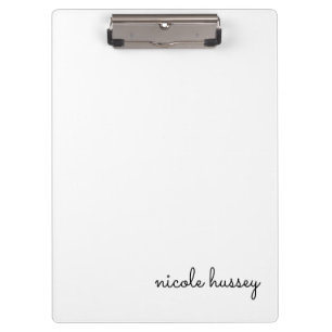 Porte-bloc Script blanc   Monogramme élégant minimaliste mode