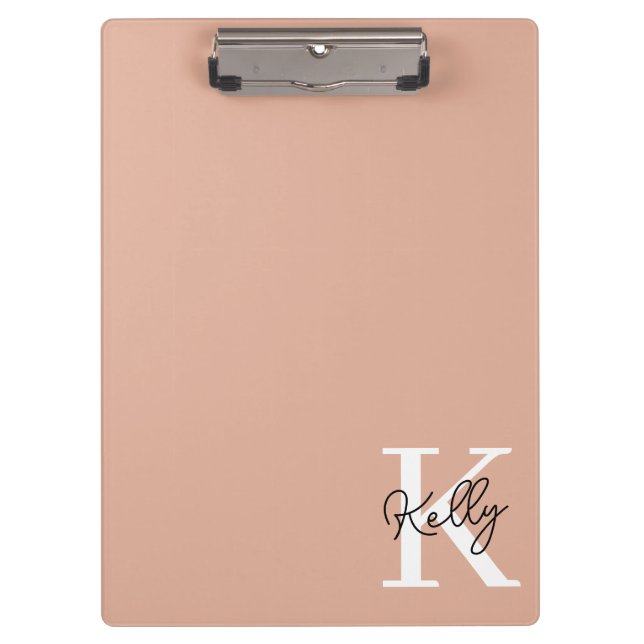 Porte-bloc Script de monogramme rose vierge moderne (Devant)
