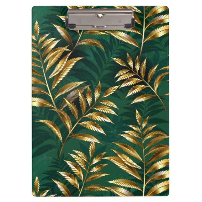 Porte-bloc Seamless pattern with golden ferns (Devant)