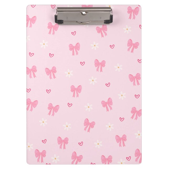 Porte-bloc Seamless Pink Bow and Floral Pattern – Cute Girly  (Devant)