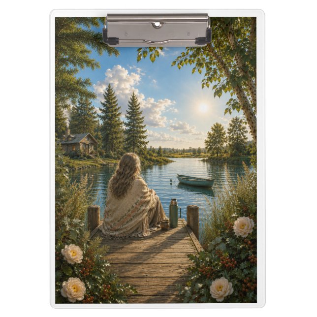 Porte-bloc Serene Lakeside Notebook | Peaceful Nature & Cotta (Devant)