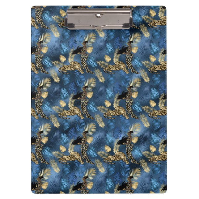 Porte-bloc Série Blue and Gold Leopard Design 6 (Devant)