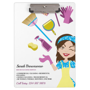 Porte-bloc Service de nettoyage Cartoon Lady Janitorial