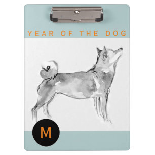 Porte-bloc Shiba Inu peignant le monogramme 2018 chinois