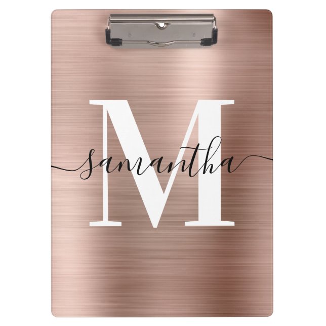 Porte-bloc Signature Monogram Rose Gold Shimmer Foil (Devant)