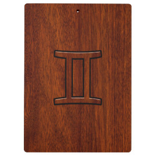 Porte-bloc Signe Gemini Zodiac sur le style bois de l'acajou