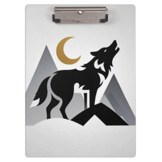 Porte-bloc Silhouette de loup lisse hurlant croissant de lune