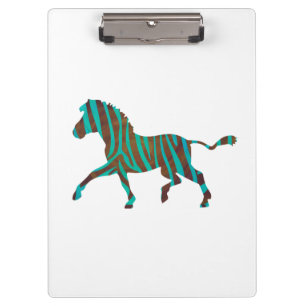 Porte-bloc Silhouette d'impression Brown et Turquoise Zebra