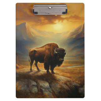 Porte-bloc Silhouette du coucher de soleil de bison de buffle