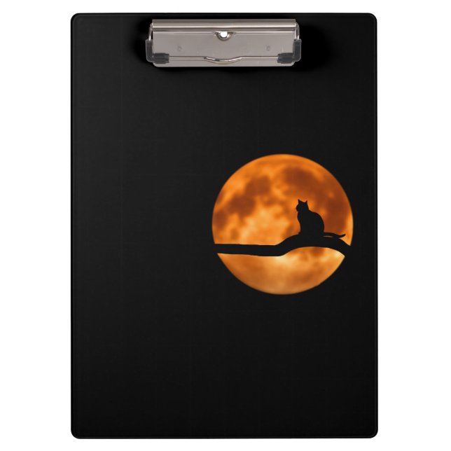 Porte-bloc Silhouette d'un chat noir dans un arbre (Devant)