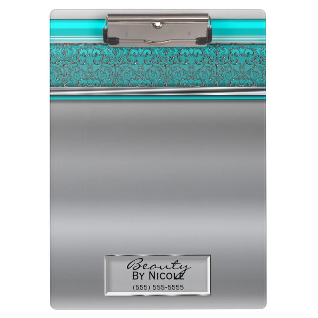 Porte-bloc Silver Aqua Shine Elegant Chic Glam Personnalisé (Devant)