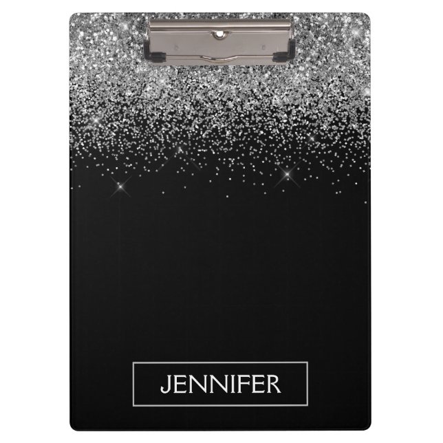 Porte-bloc Silver Black Parties scintillant Girl Monogramme N (Devant)