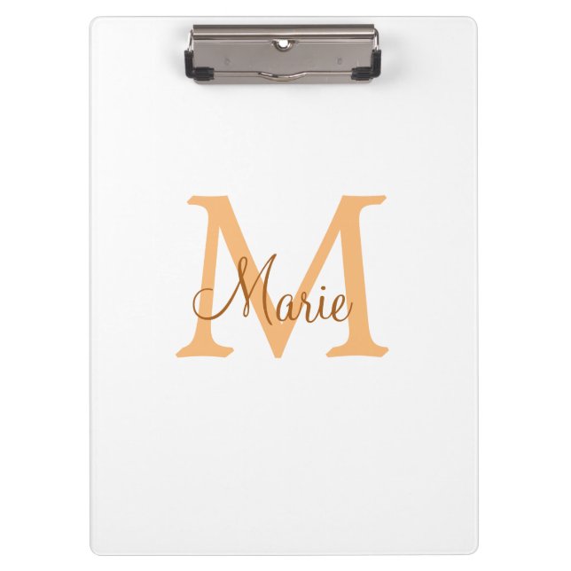Porte-bloc simple minimal ajouter nom monogramme orange marro (Devant)
