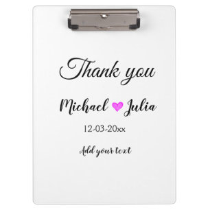 Porte-bloc Simple minimal merci couple nom cœur paillettes