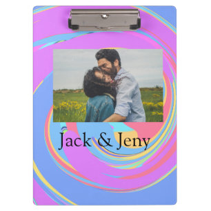 Porte-bloc Simple minimal pink blue watercoloradd name photo 