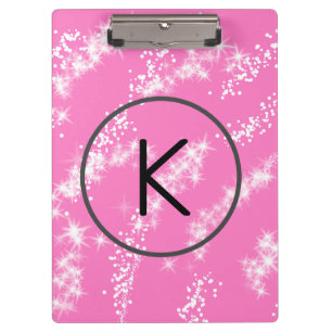 Porte-bloc simple monogramme blanc minimal paillettes rose ea
