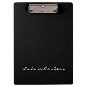 Porte-bloc Simple noir manuscrit moderne Nom du script propre