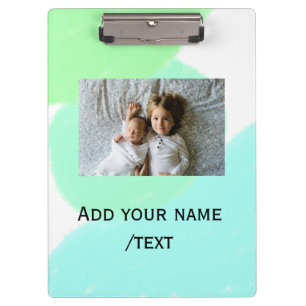 Porte-bloc simple vert bleu aquarelle ajouter photo texte per