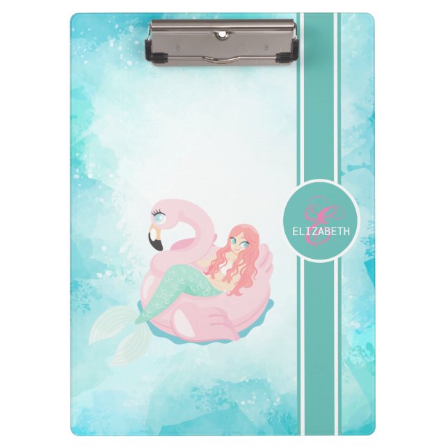 Porte-bloc Sirène Mignonne Adorable, Monogramme Marin (Devant)