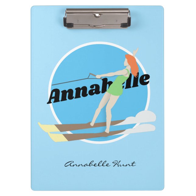 Porte-bloc Ski nautique de style vintage (Devant)