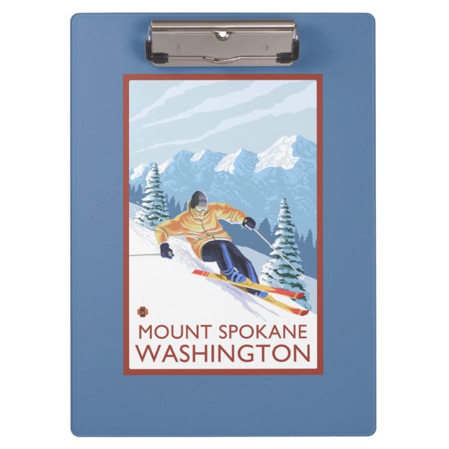 Porte-bloc Skieur de neige de Downhhill - bâti Spokane, (Devant)