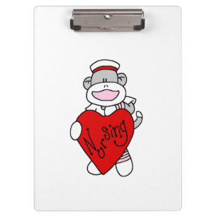 Porte-bloc Sock Monkey Love Porte - bloc de soins infirmiers