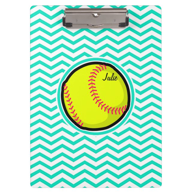 Porte-bloc Softball ; Aqua Green Chevron (Devant)