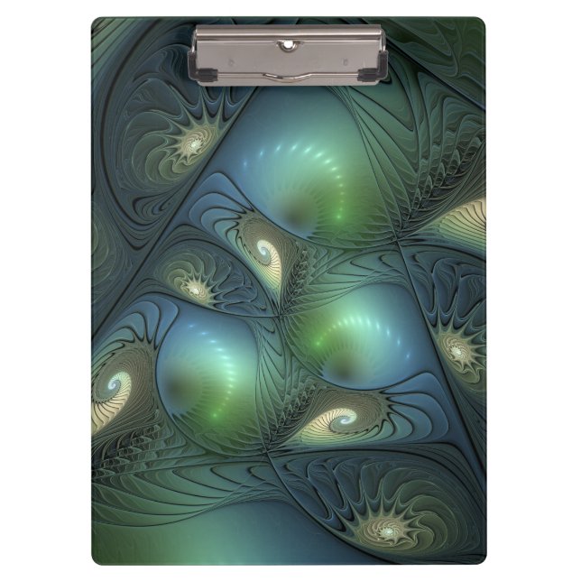 Porte-bloc Spirales Turquoise Beige Vert Abstrait Fractal Art (Devant)