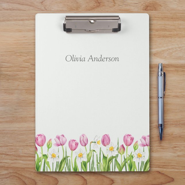 Porte-bloc Spring Tulips & Daffodils Floral Clipboard (Créateur téléchargé)