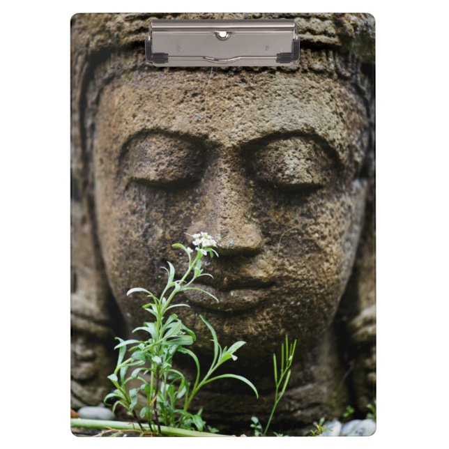 Porte-bloc Statue de jardin en pierre avec fleur (Devant)