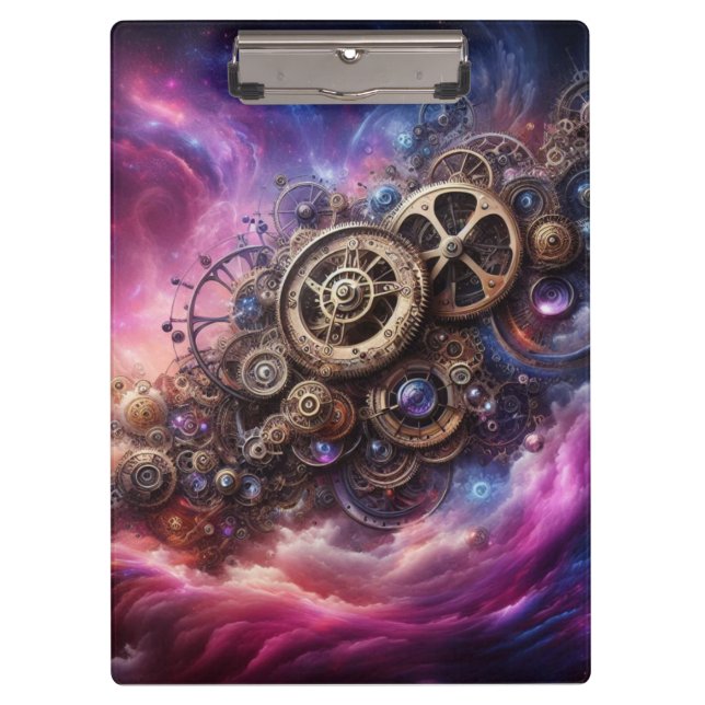 Porte-bloc Steampunk Industrial Clocwork Purple and Pink (Devant)