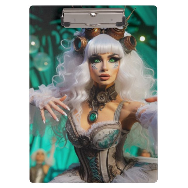 Porte-bloc Steampunk Victorian Futuristic Green Dancer (Devant)