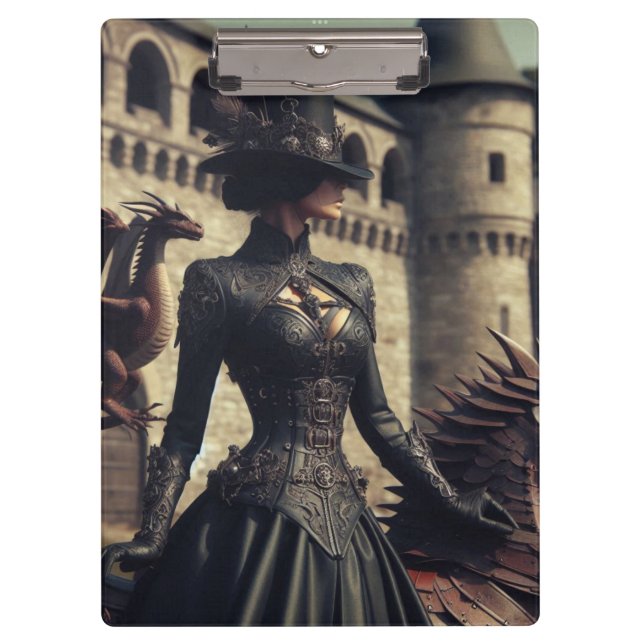 Porte-bloc Steampunk Victorian Industrial Lady Dragon Rider (Devant)